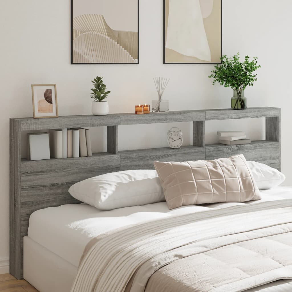Armoire tête de lit avec LED sonoma gris 220x17x102 cm - XIOS
