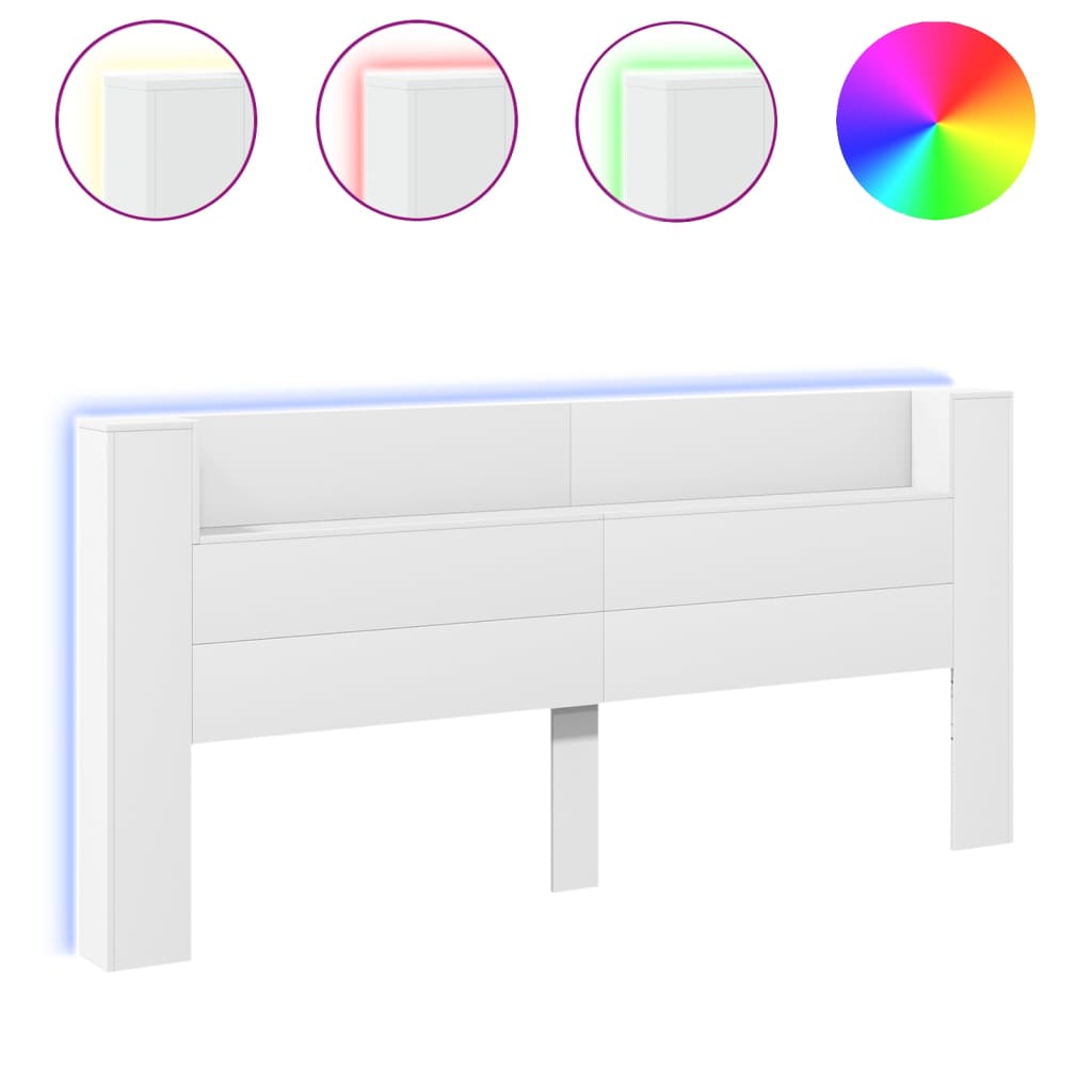 Armoire tête de lit avec LED blanc 220x16,5x103,5 cm - XIOS