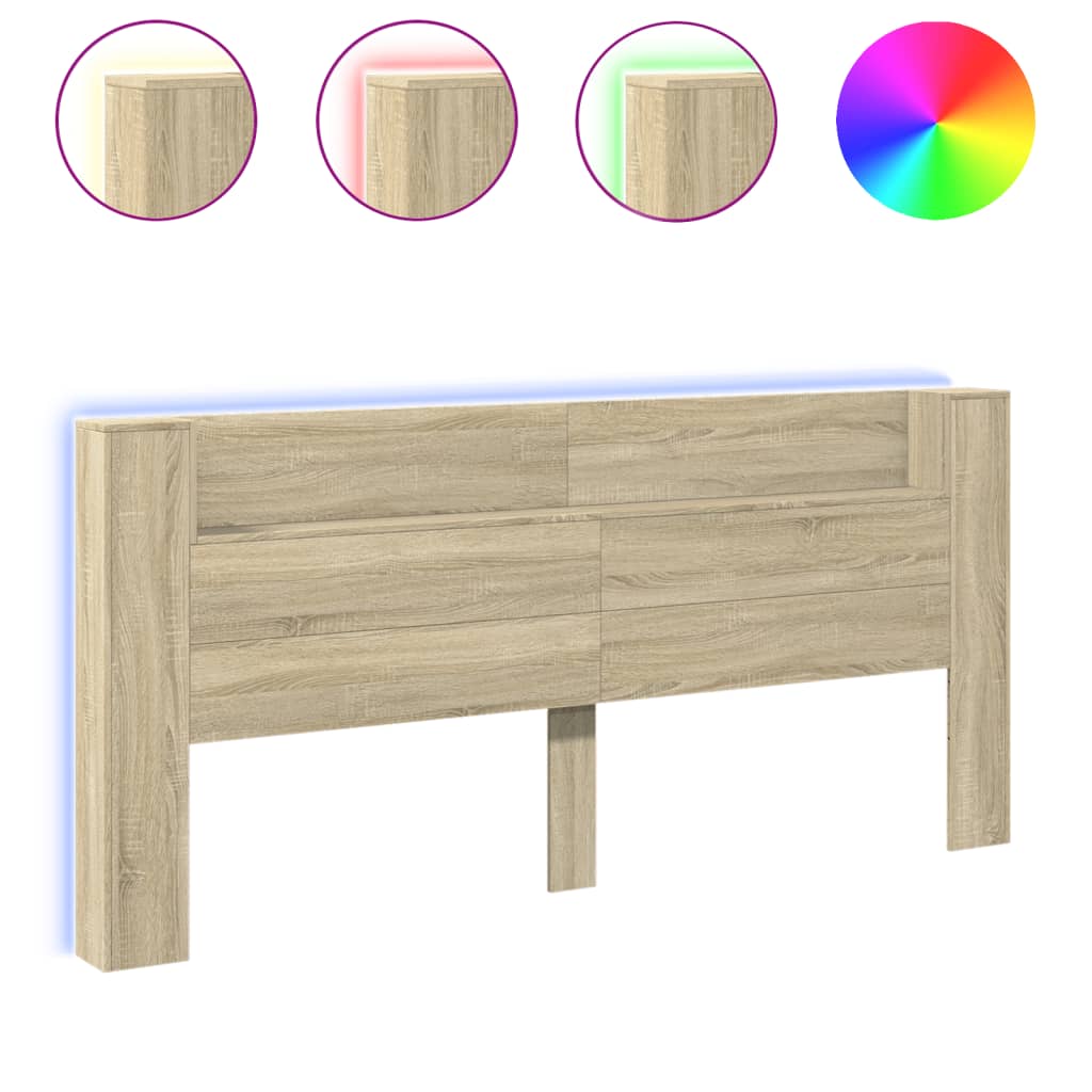 Armoire tête de lit avec LED chêne sonoma 220x16,5x103,5 cm - XIOS