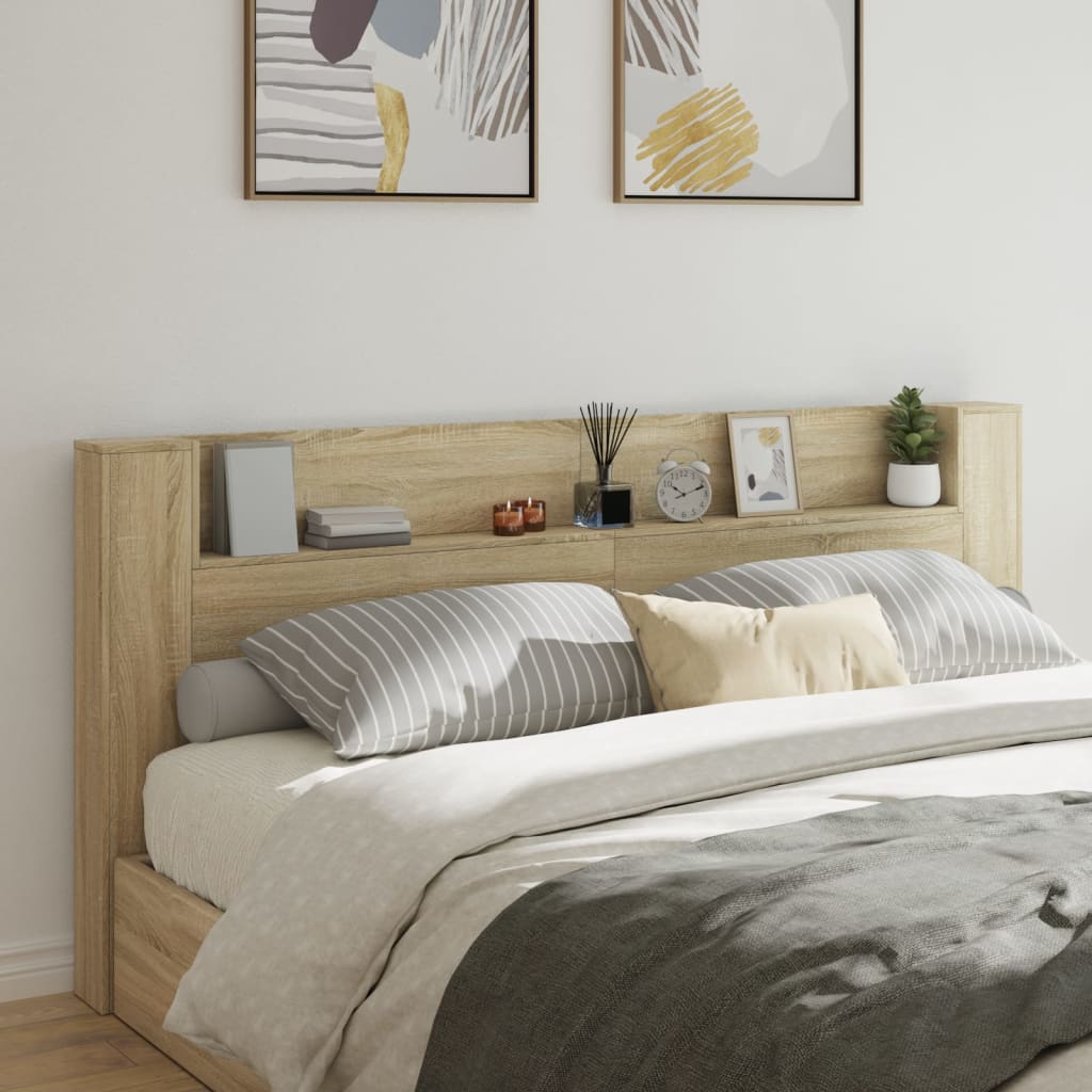 Armoire tête de lit avec LED chêne sonoma 220x16,5x103,5 cm - XIOS