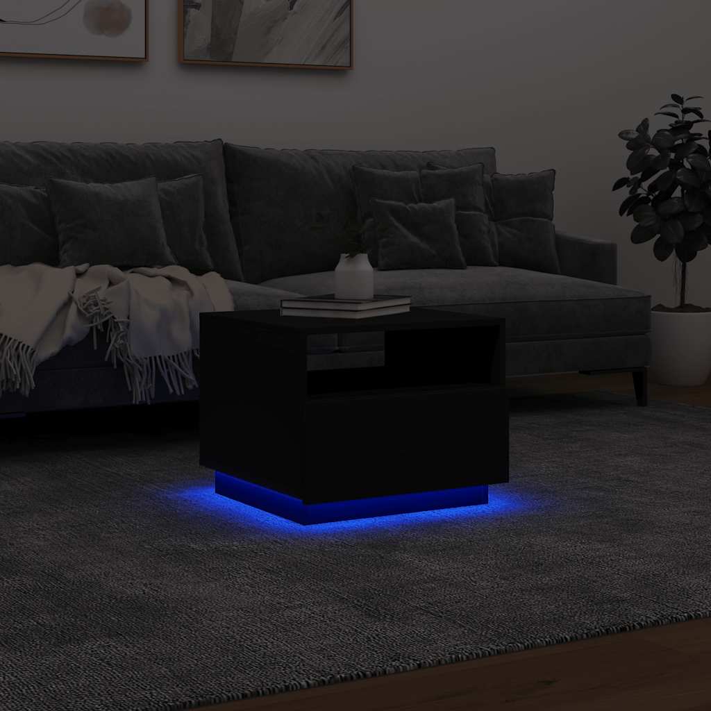 Table basse avec lumières LED noir 50x49x40 cm - XIOS