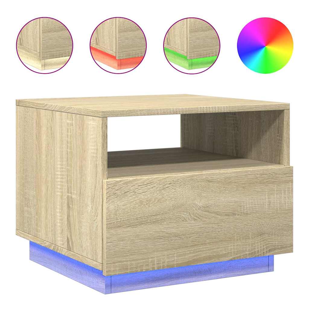 Table basse avec lumières LED chêne sonoma 50x49x40 cm - XIOS