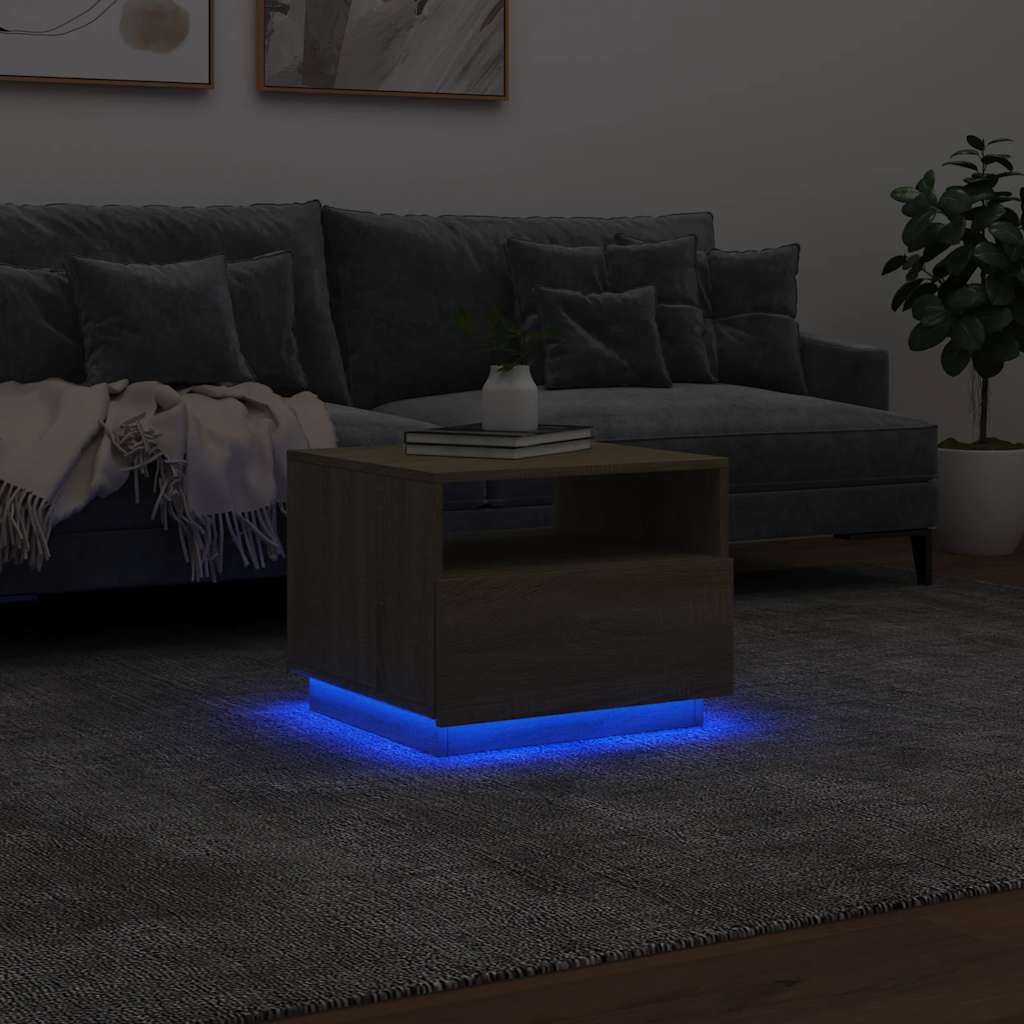 Table basse avec lumières LED chêne sonoma 50x49x40 cm - XIOS