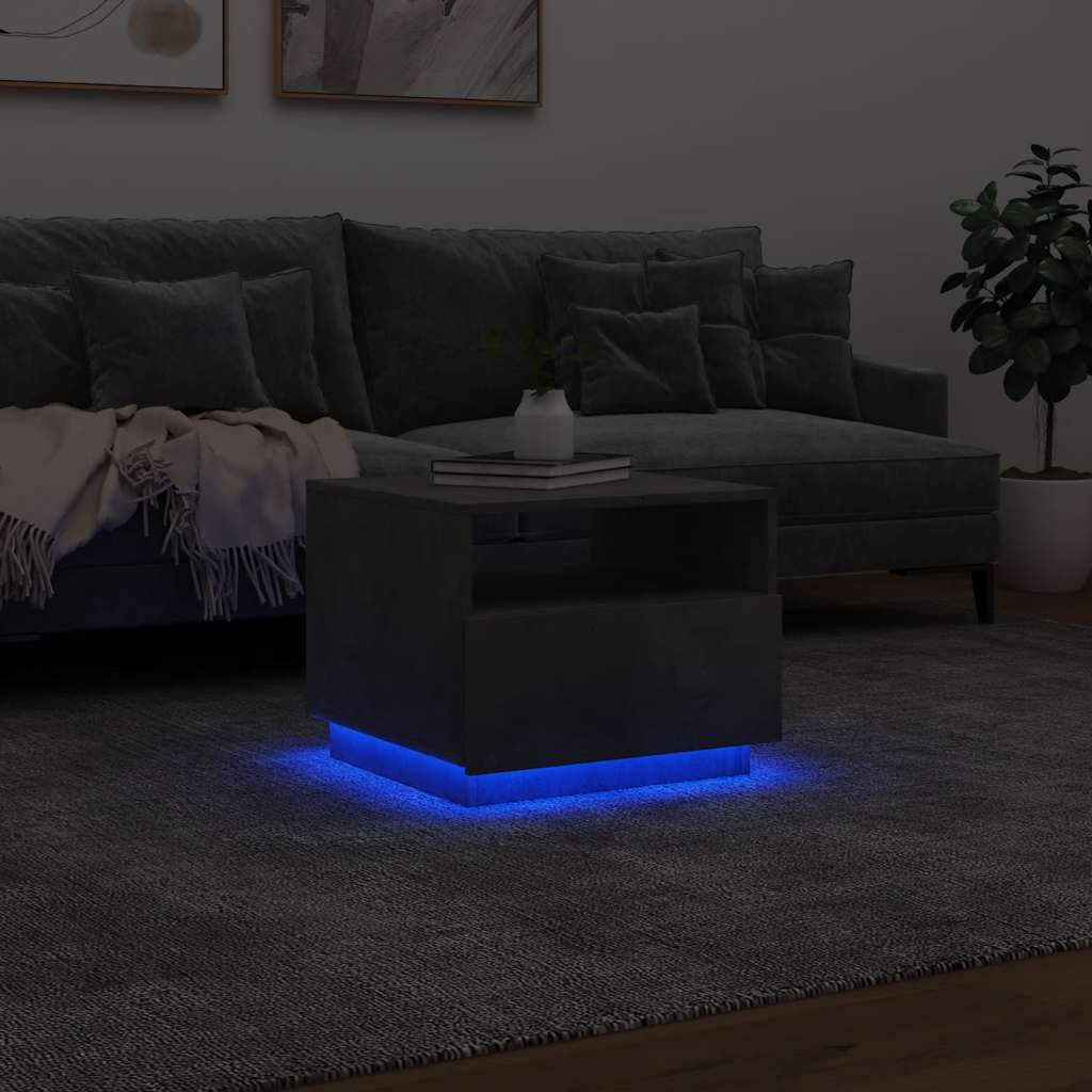 Table basse avec lumières LED gris béton 50x49x40 cm - XIOS