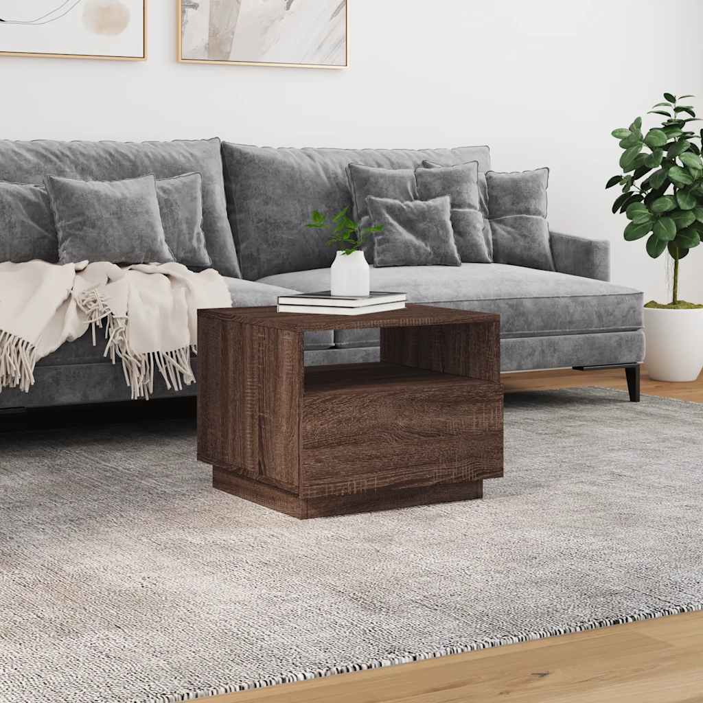 Table basse avec lumières LED chêne marron 50x49x40 cm - XIOS