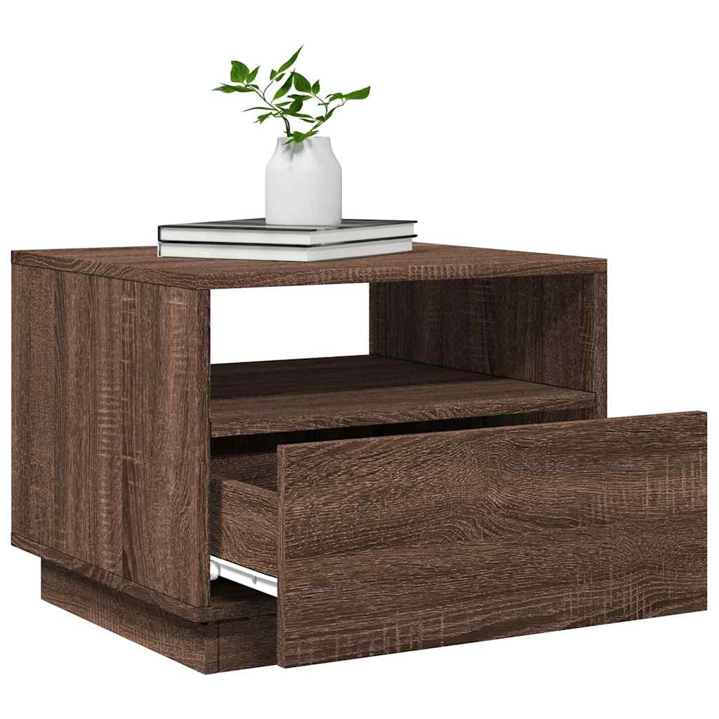 Table basse avec lumières LED chêne marron 50x49x40 cm - XIOS