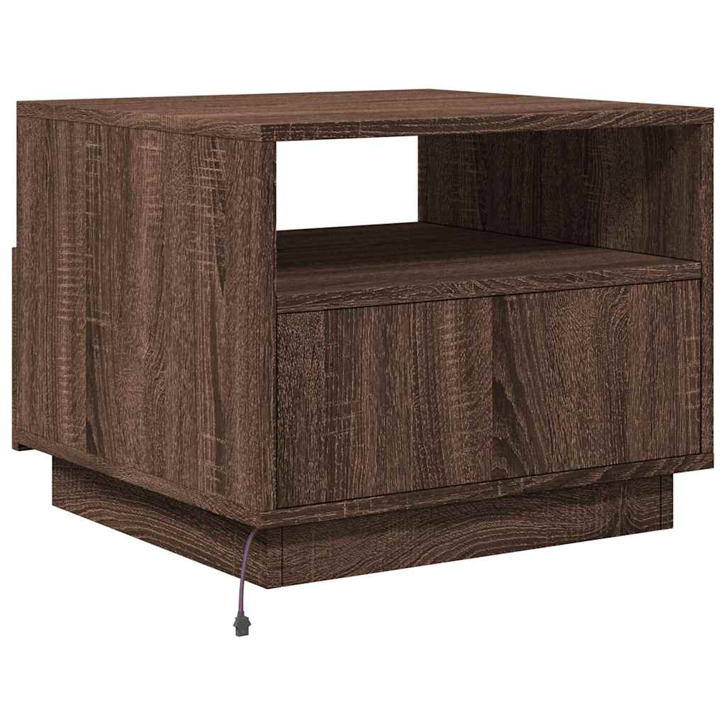 Table basse avec lumières LED chêne marron 50x49x40 cm - XIOS
