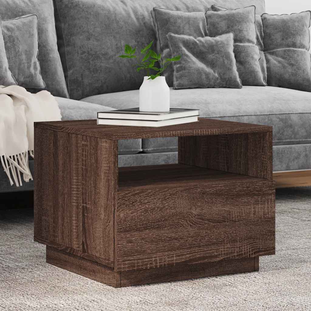 Table basse avec lumières LED chêne marron 50x49x40 cm - XIOS