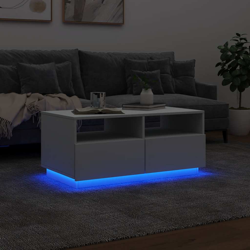 Table basse avec lumières LED blanc 90x49x40 cm - XIOS