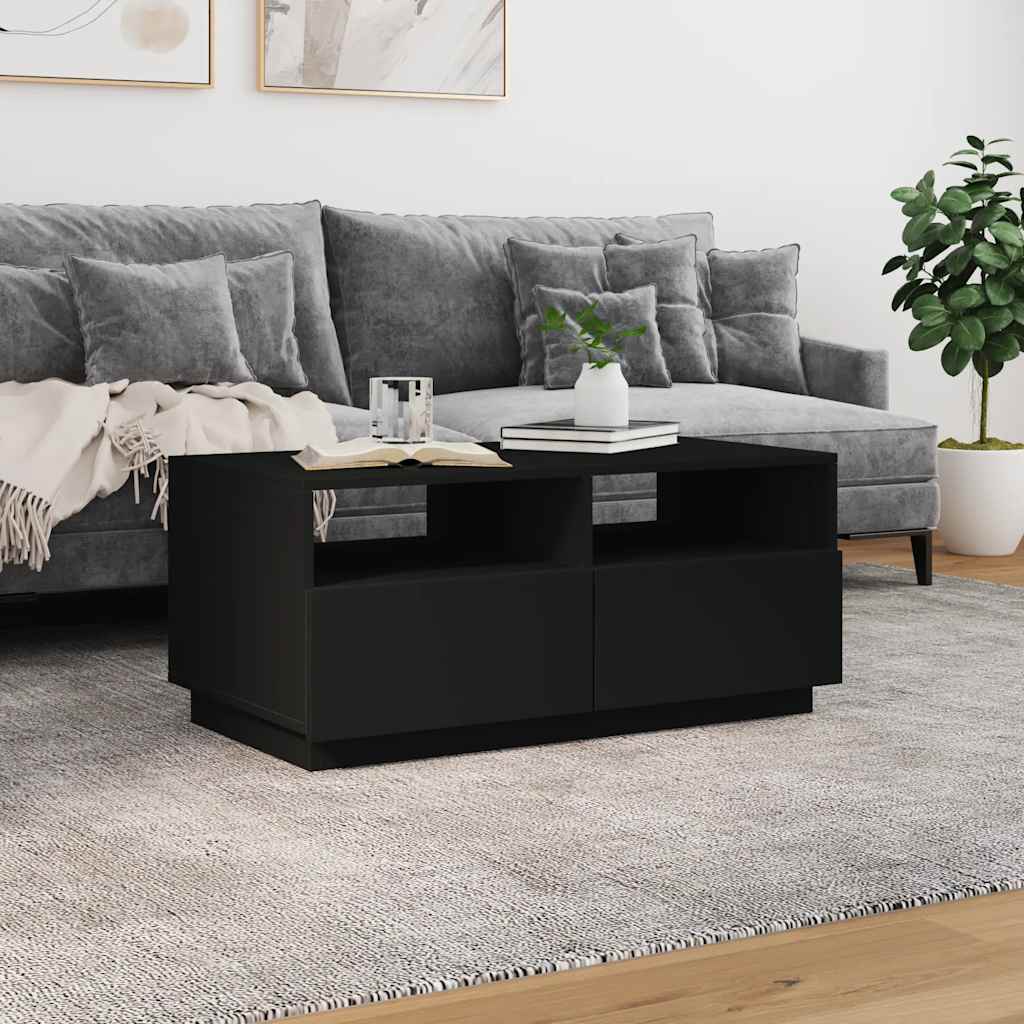 Table basse avec lumières LED noir 90x49x40 cm - XIOS