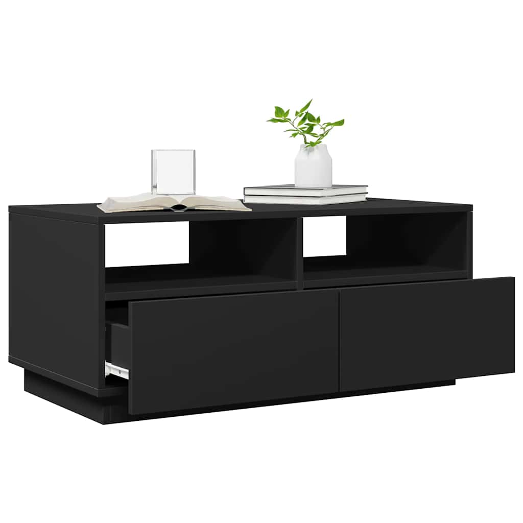 Table basse avec lumières LED noir 90x49x40 cm - XIOS