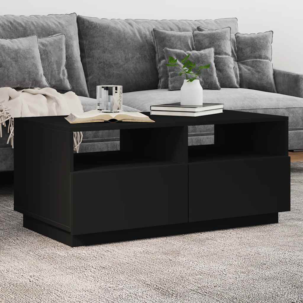 Table basse avec lumières LED noir 90x49x40 cm - XIOS