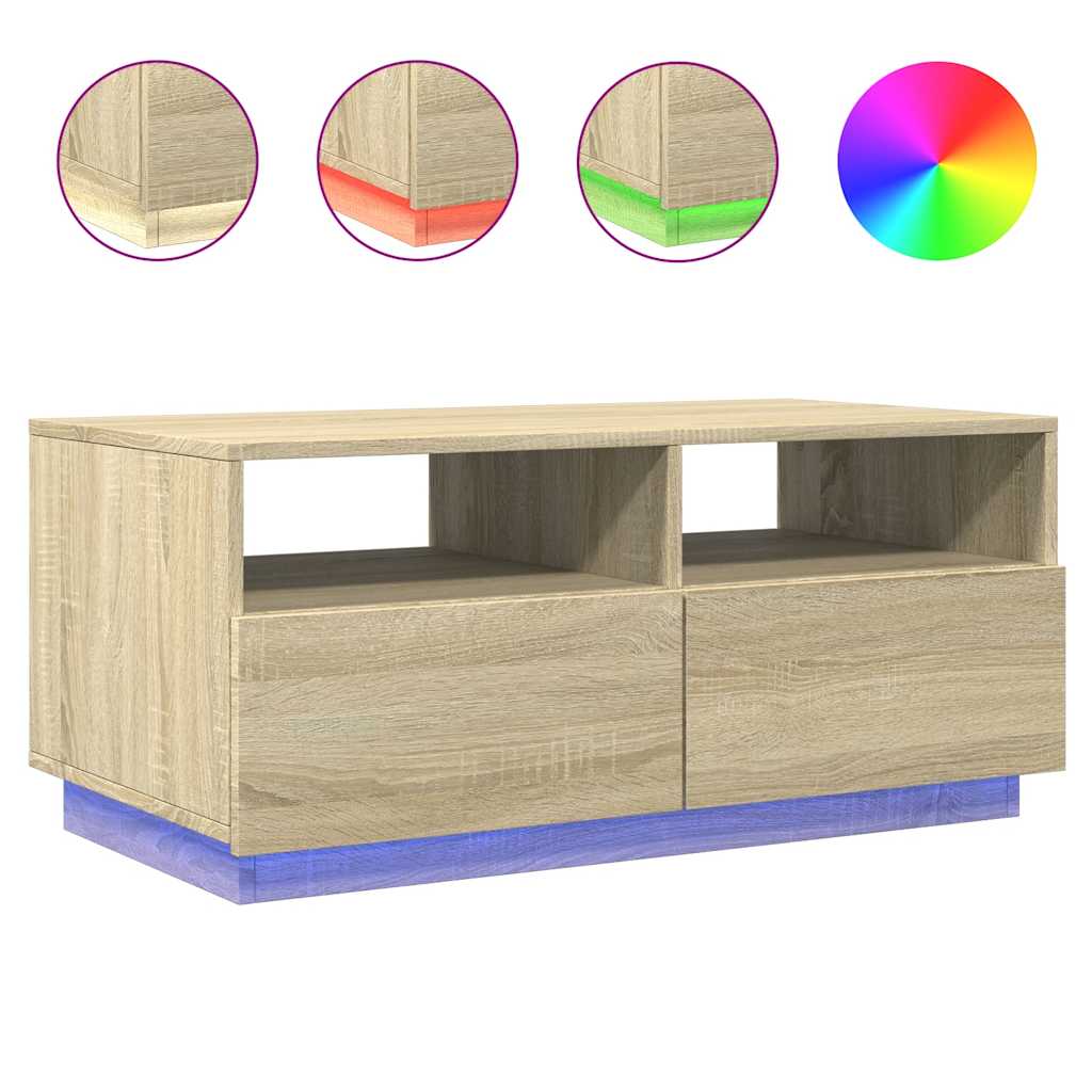 Table basse avec lumières LED chêne sonoma 90x49x40 cm - XIOS