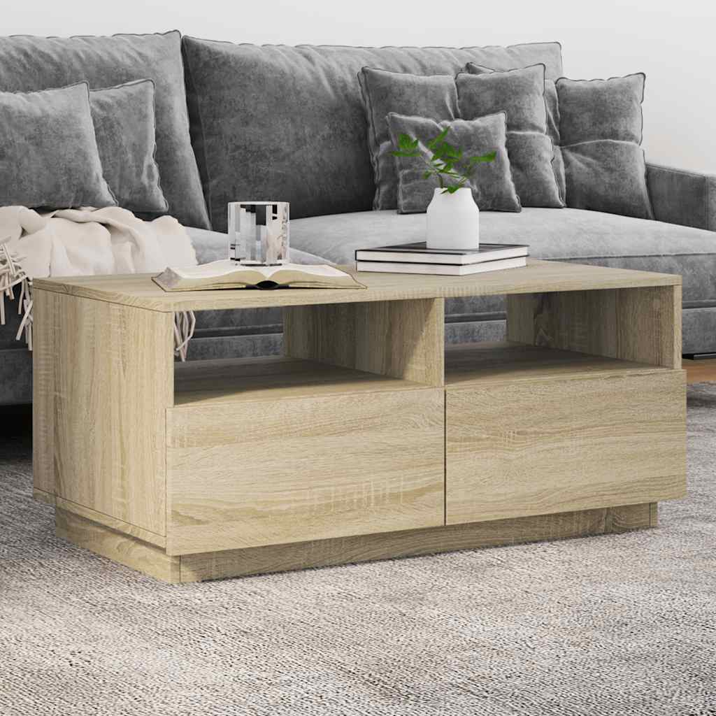 Table basse avec lumières LED chêne sonoma 90x49x40 cm - XIOS