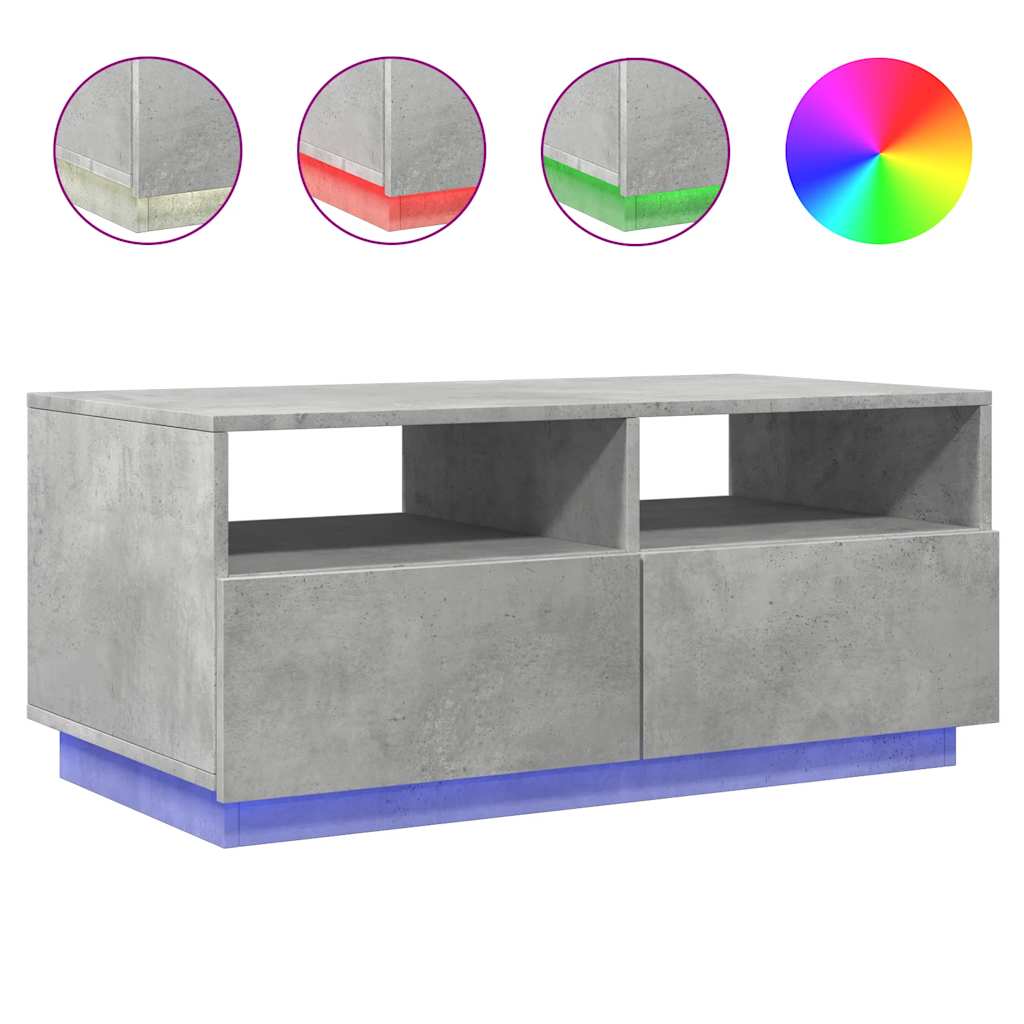 Table basse avec lumières LED gris béton 90x49x40 cm - XIOS