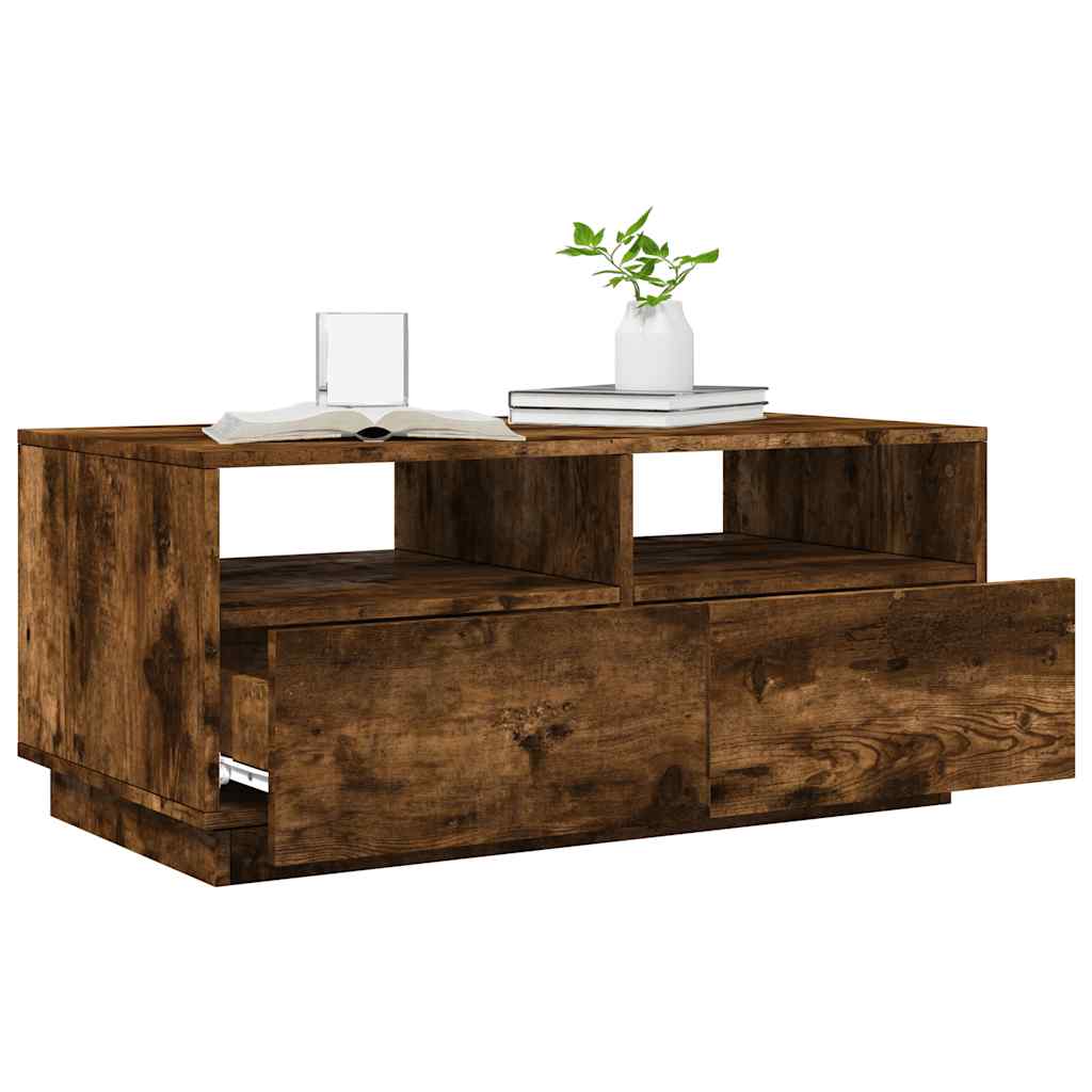 Table basse avec lumières LED chêne fumé 90x49x40 cm - XIOS