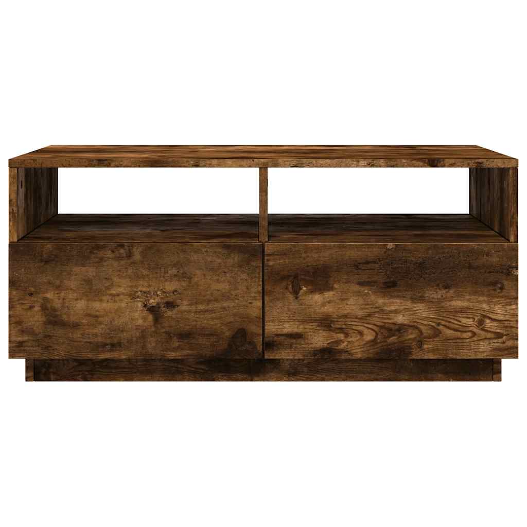 Table basse avec lumières LED chêne fumé 90x49x40 cm - XIOS