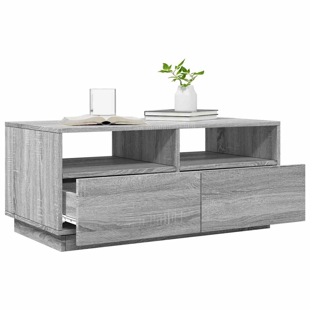 Table basse avec lumières LED sonoma gris 90x49x40 cm - XIOS
