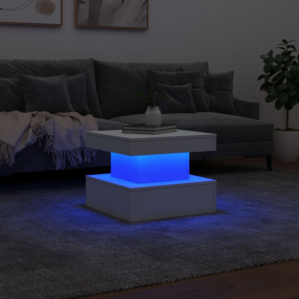Table basse avec lumières LED blanc 50x50x40 cm - XIOS