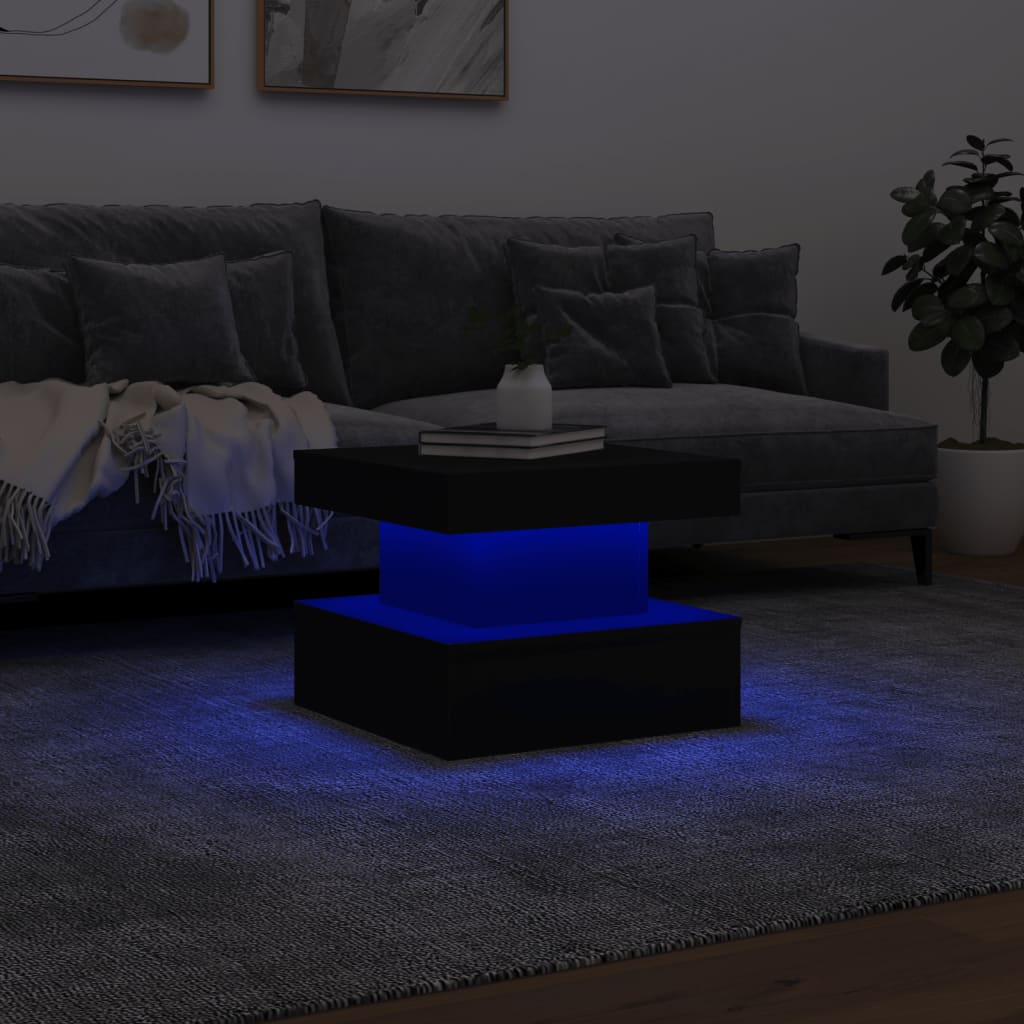 Table basse avec lumières LED noir 50x50x40 cm - XIOS
