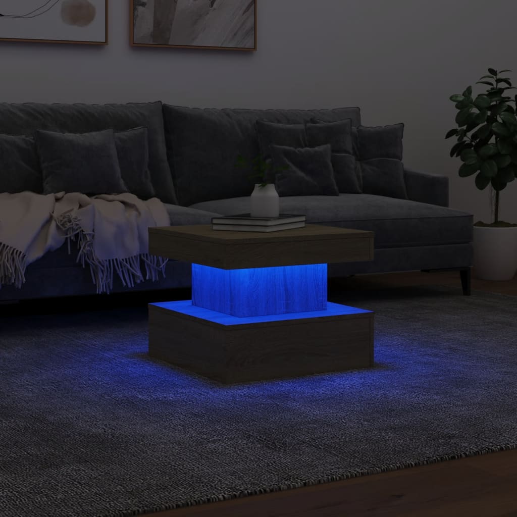 Table basse avec lumières LED chêne sonoma 50x50x40 cm - XIOS