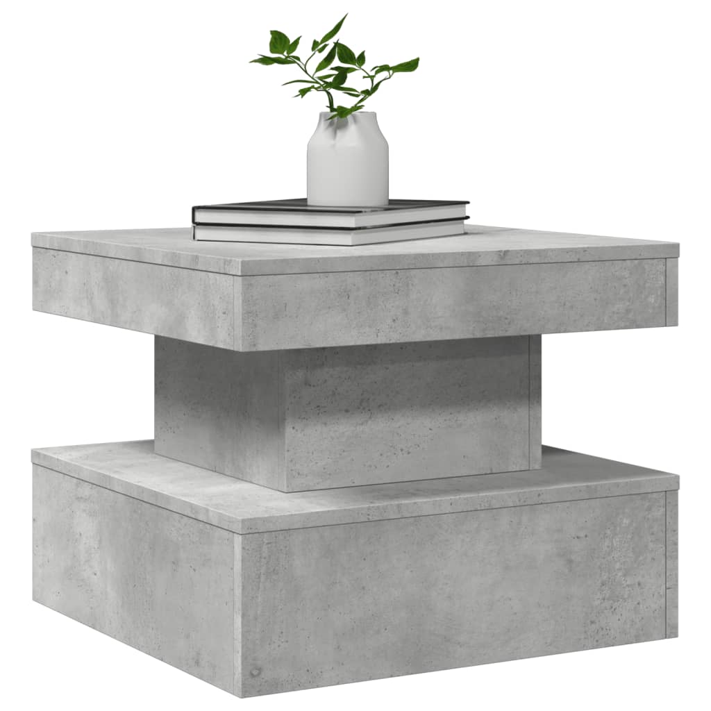 Table basse avec lumières LED gris béton 50x50x40 cm - XIOS
