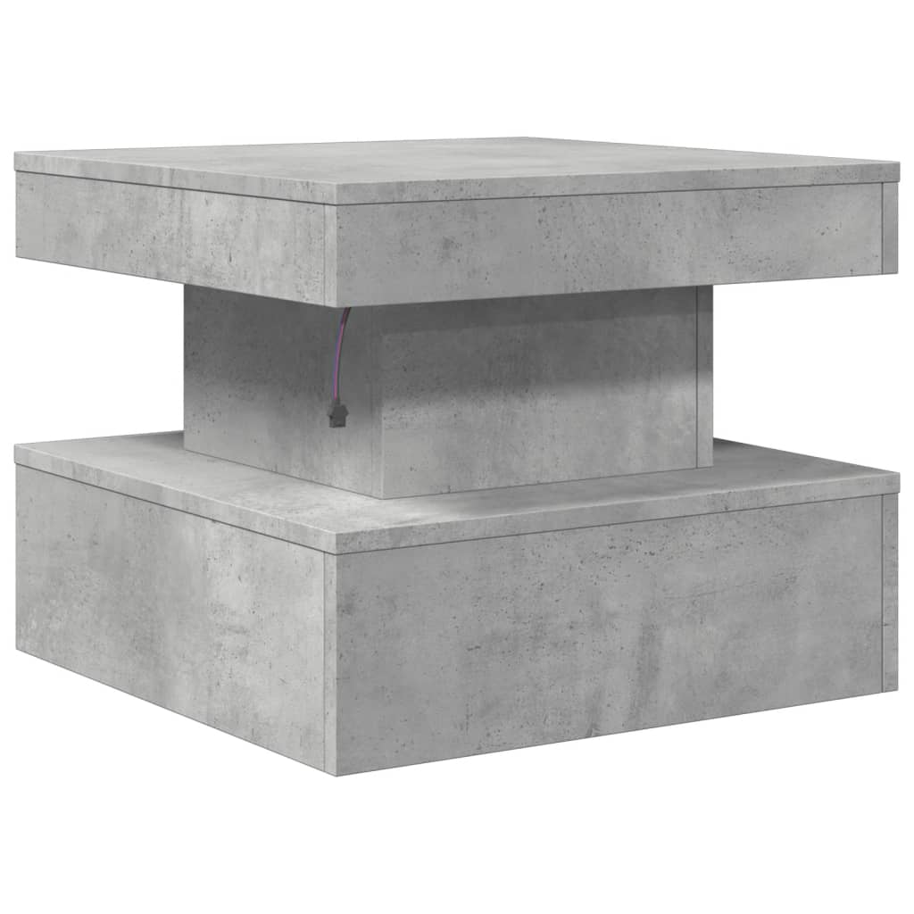 Table basse avec lumières LED gris béton 50x50x40 cm - XIOS