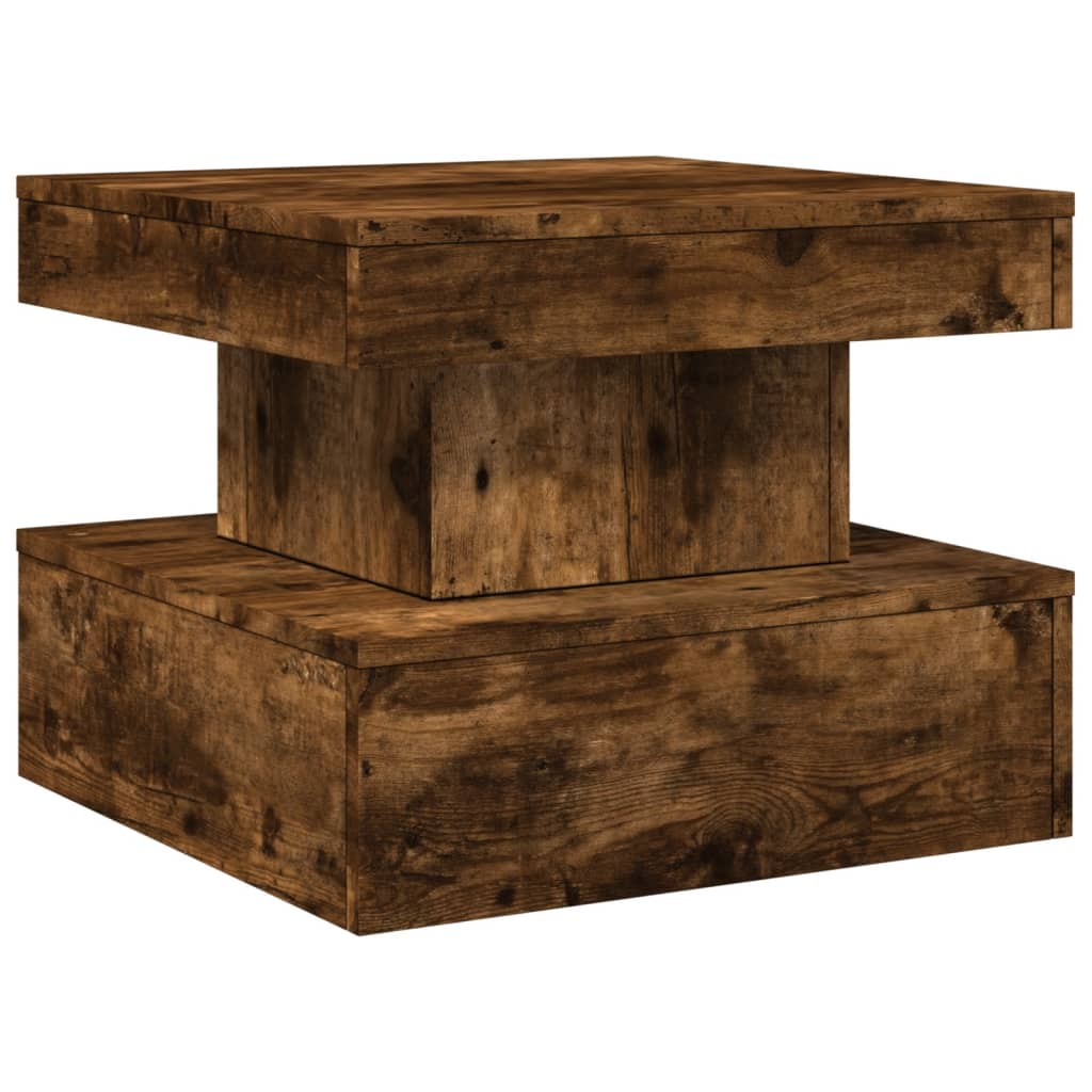 Table basse avec lumières LED chêne fumé 50x50x40 cm - XIOS