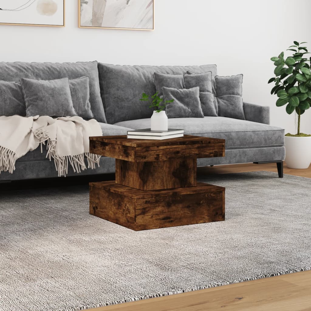 Table basse avec lumières LED chêne fumé 50x50x40 cm - XIOS