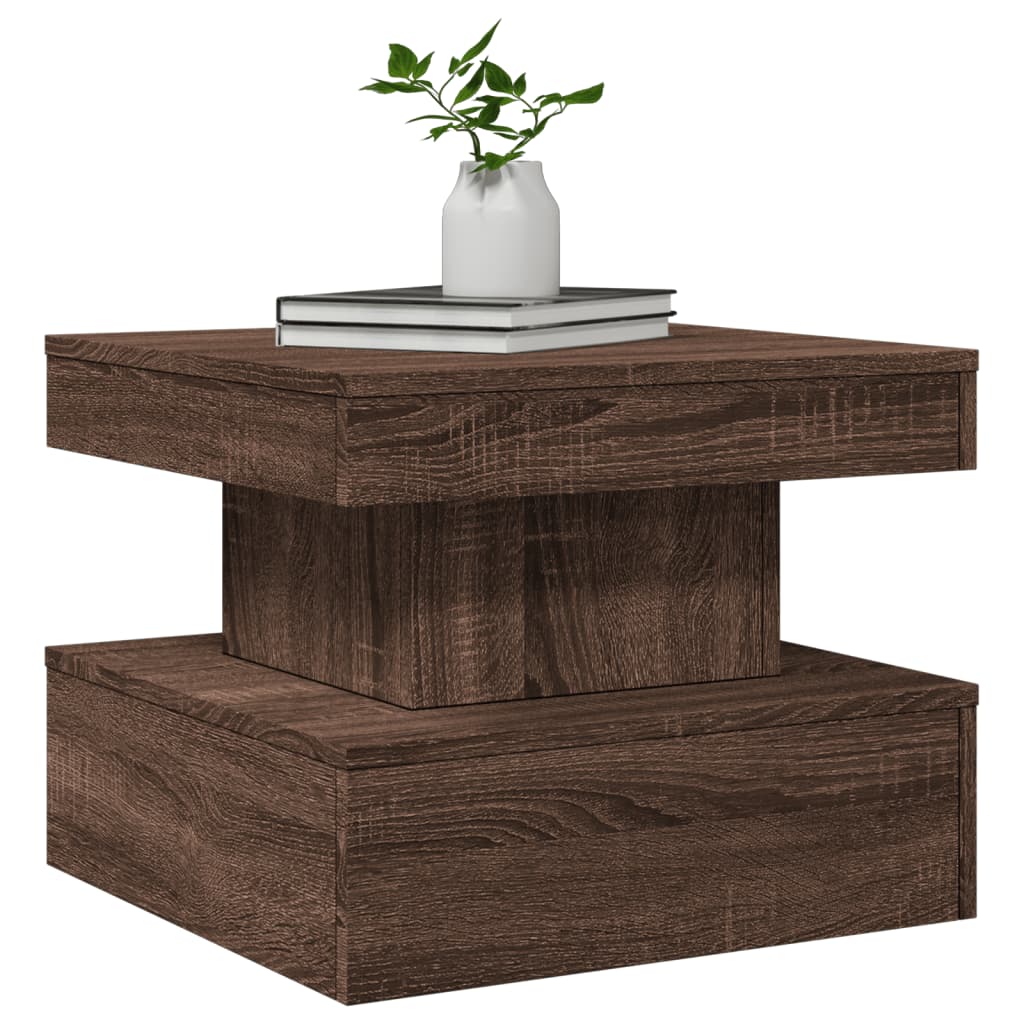 Table basse avec lumières LED chêne marron 50x50x40 cm - XIOS