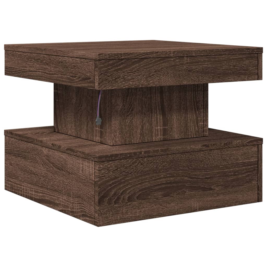Table basse avec lumières LED chêne marron 50x50x40 cm - XIOS