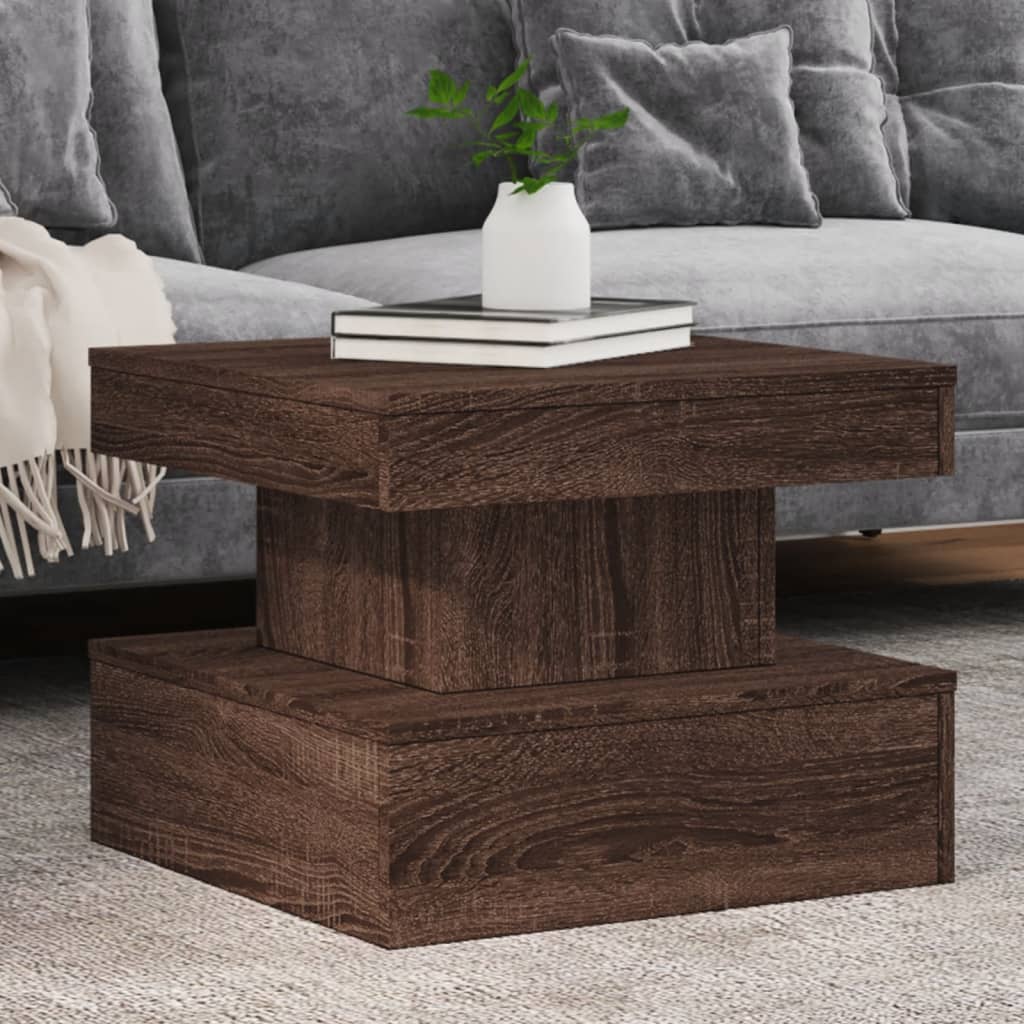 Table basse avec lumières LED chêne marron 50x50x40 cm - XIOS