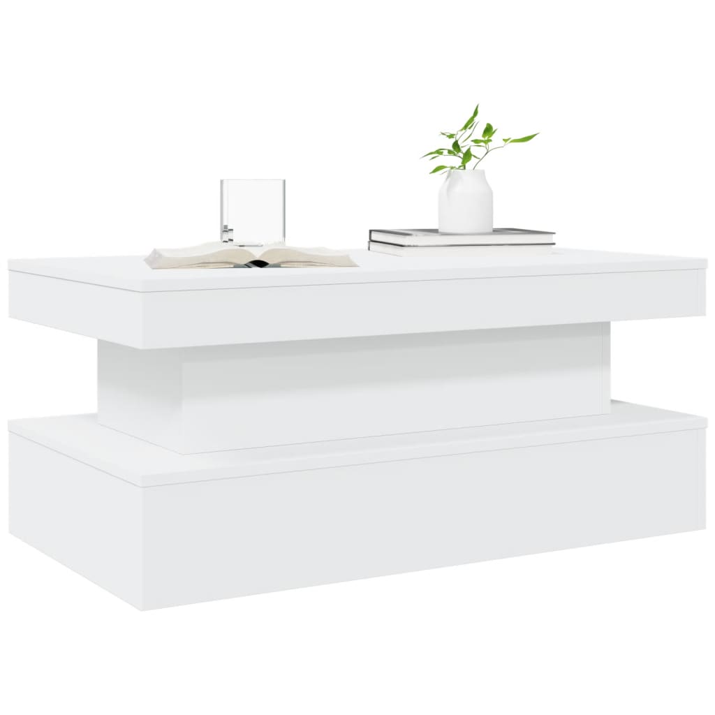 Table basse avec lumières LED blanc 90x50x40 cm - XIOS
