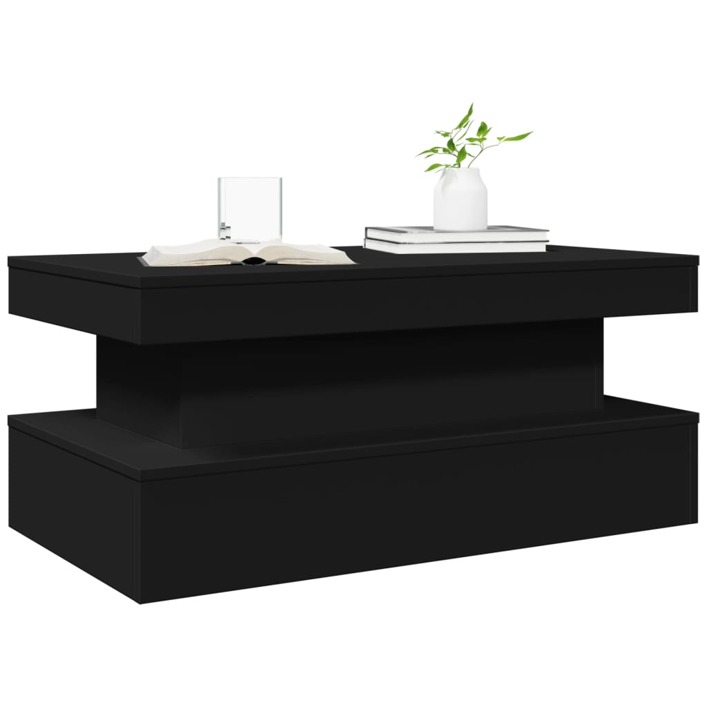 Table basse avec lumières LED noir 90x50x40 cm - XIOS