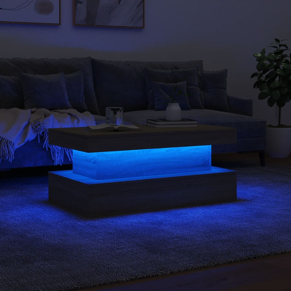 Table basse avec lumières LED chêne sonoma 90x50x40 cm - XIOS