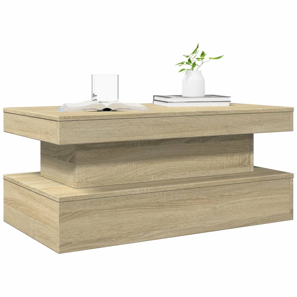 Table basse avec lumières LED chêne sonoma 90x50x40 cm - XIOS