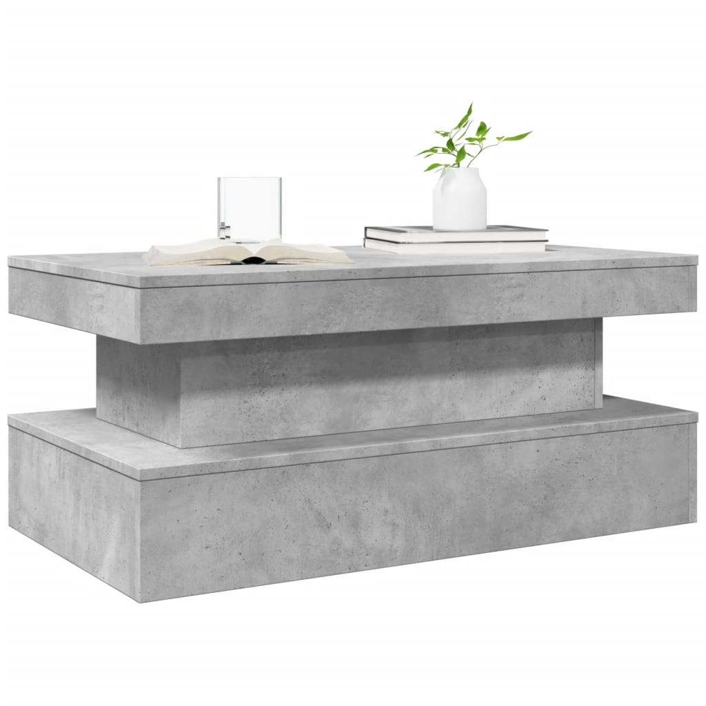 Table basse avec lumières LED gris béton 90x50x40 cm - XIOS