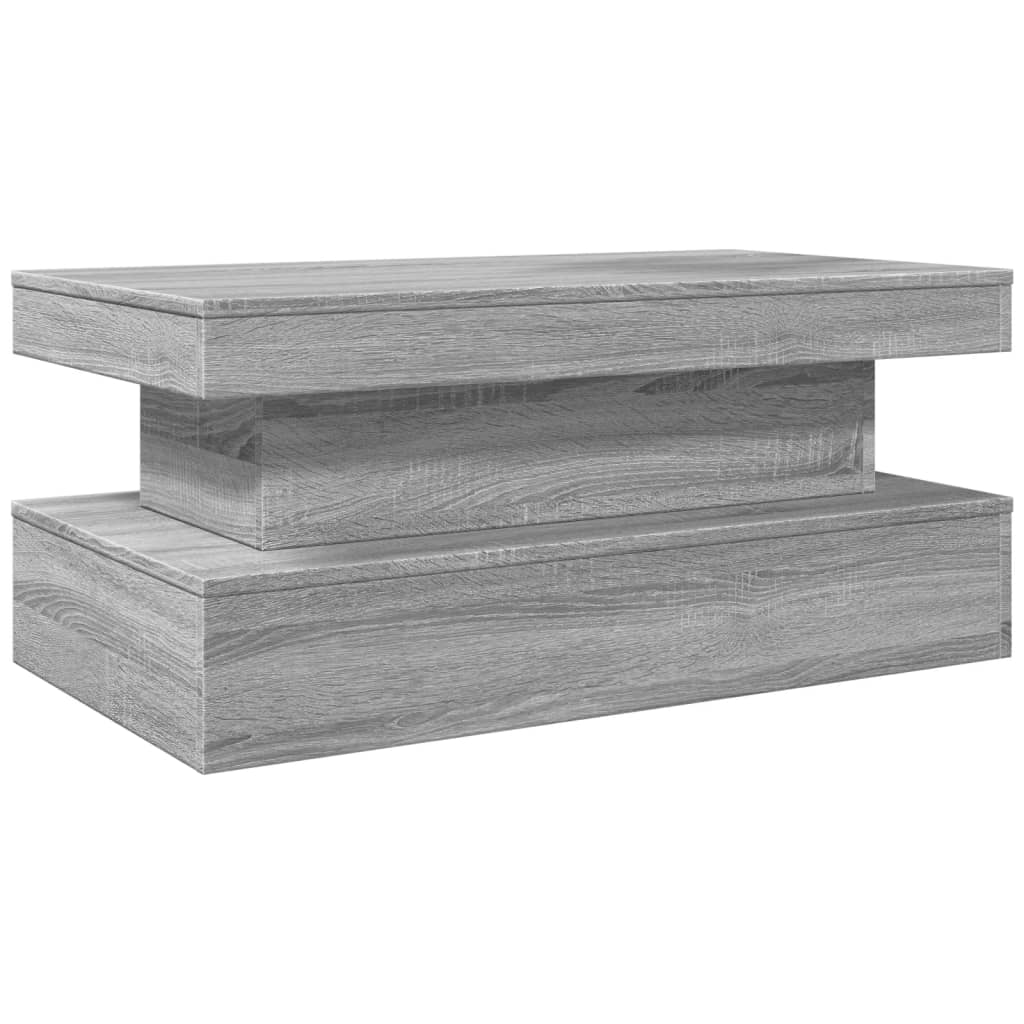 Table basse avec lumières LED gris sonoma 90x50x40 cm - XIOS