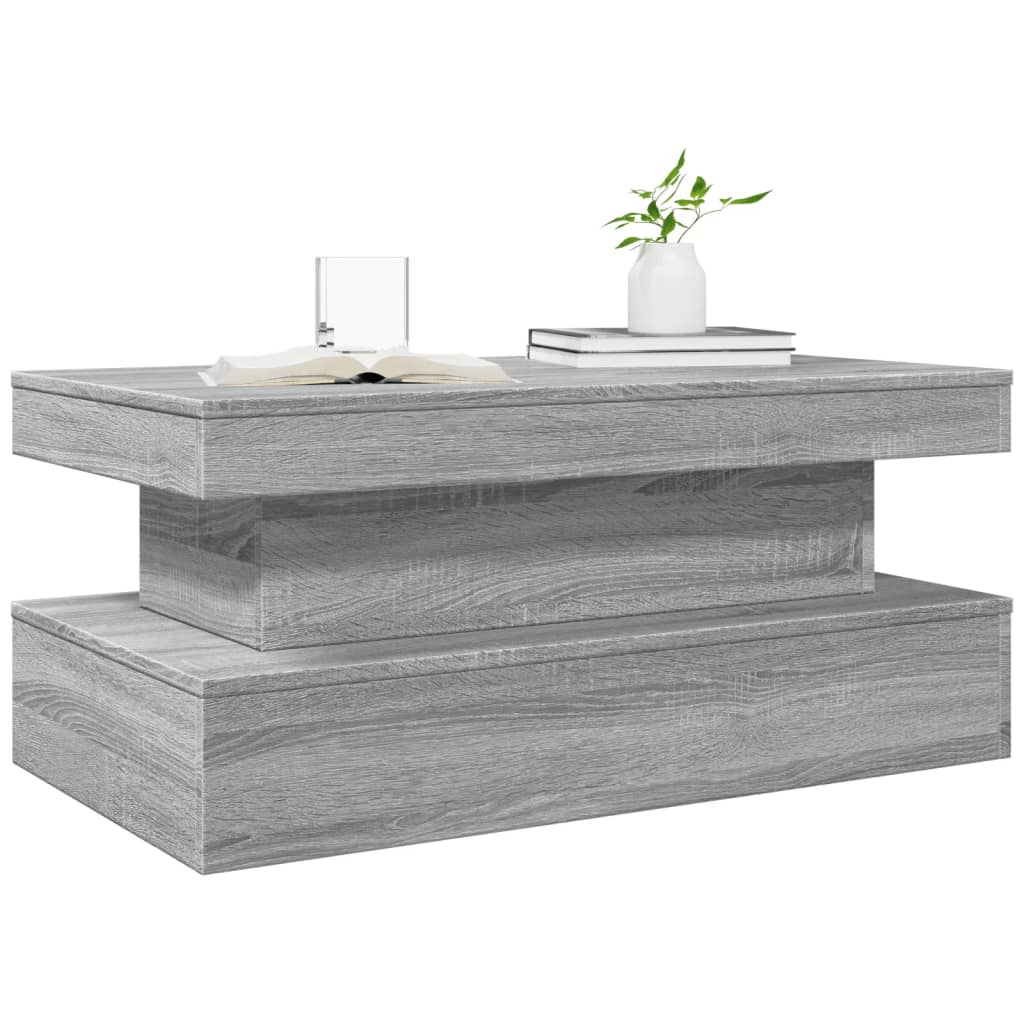 Table basse avec lumières LED gris sonoma 90x50x40 cm - XIOS