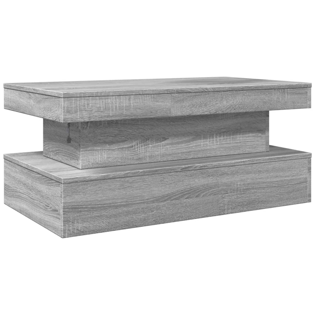 Table basse avec lumières LED gris sonoma 90x50x40 cm