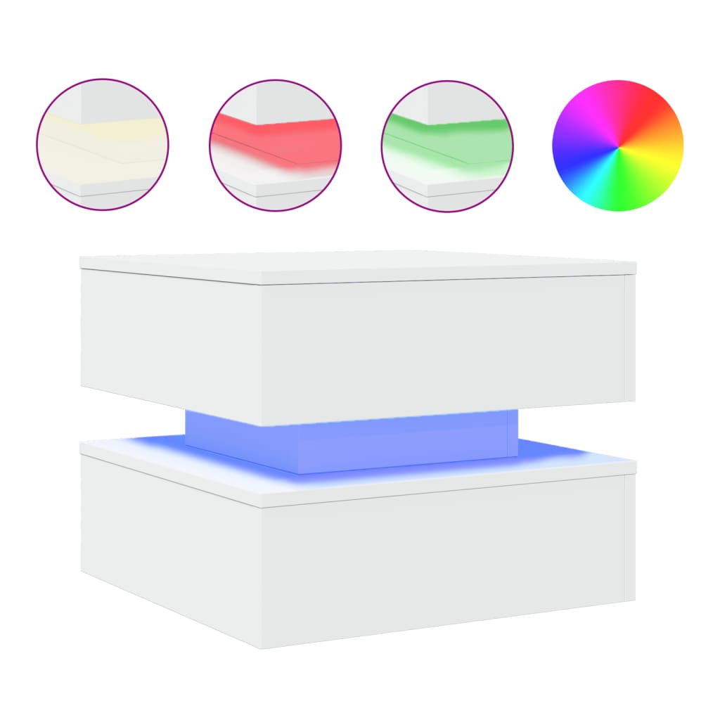 Table basse avec lumières LED blanc 50x50x40 cm - XIOS