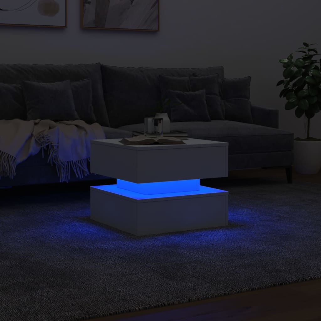 Table basse avec lumières LED blanc 50x50x40 cm - XIOS