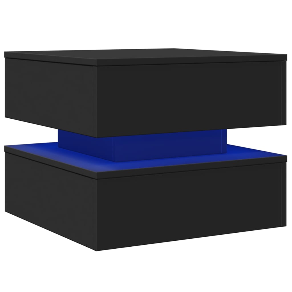 Table basse avec lumières LED noir 50x50x40 cm - XIOS
