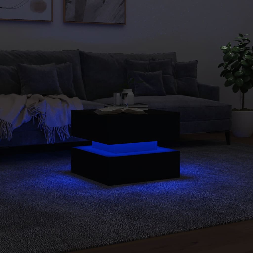 Table basse avec lumières LED noir 50x50x40 cm - XIOS