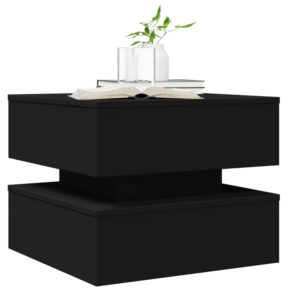 Table basse avec lumières LED noir 50x50x40 cm - XIOS