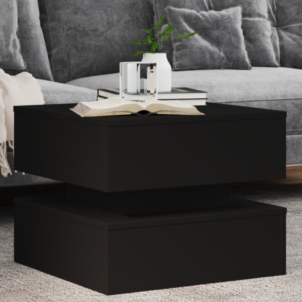 Table basse avec lumières LED noir 50x50x40 cm - XIOS