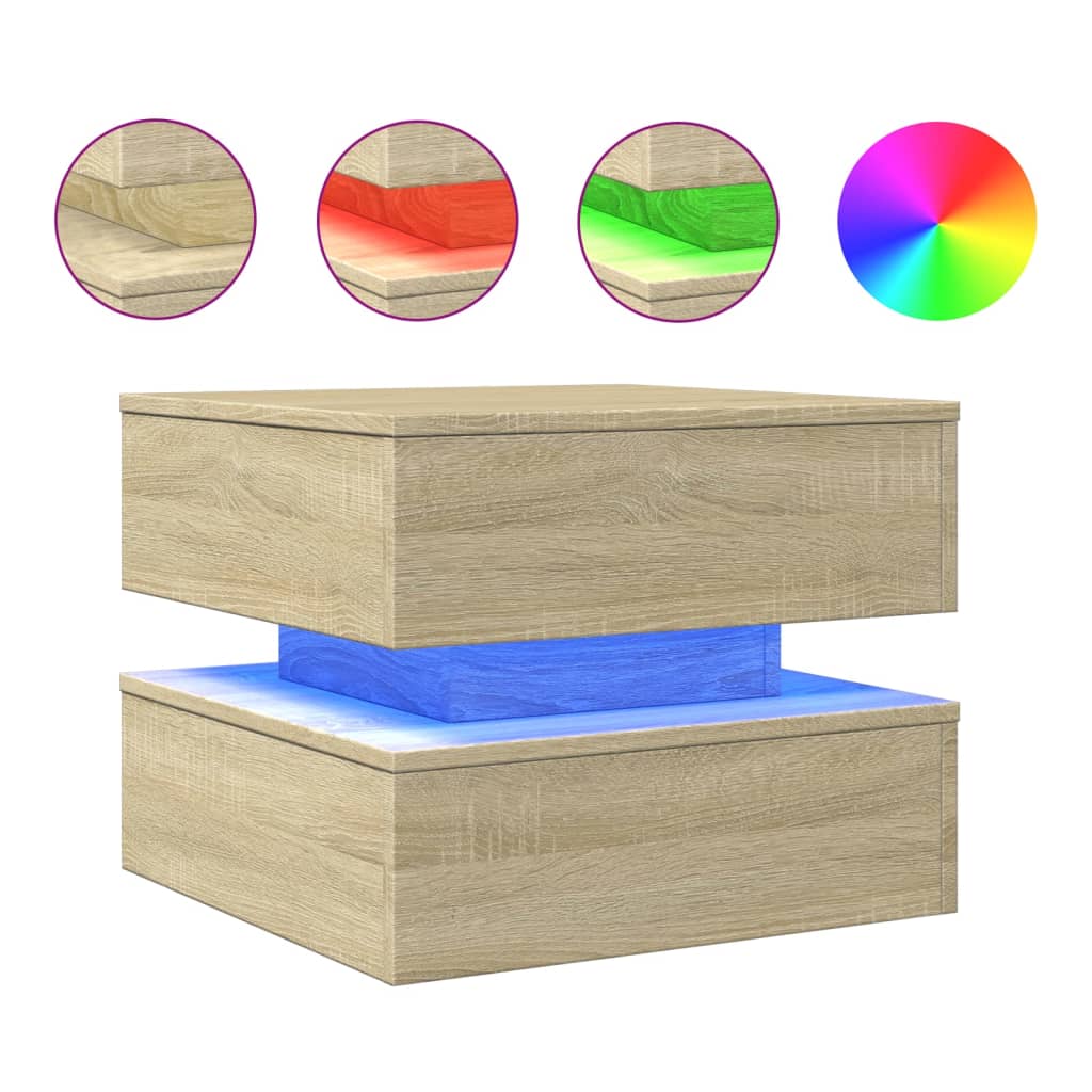 Table basse avec lumières LED chêne sonoma 50x50x40 cm - XIOS
