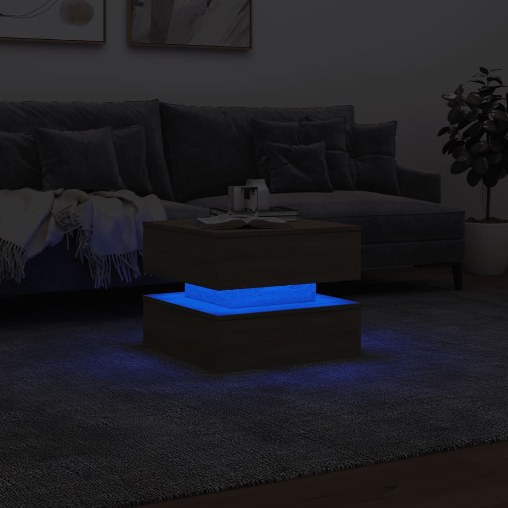 Table basse avec lumières LED chêne sonoma 50x50x40 cm - XIOS