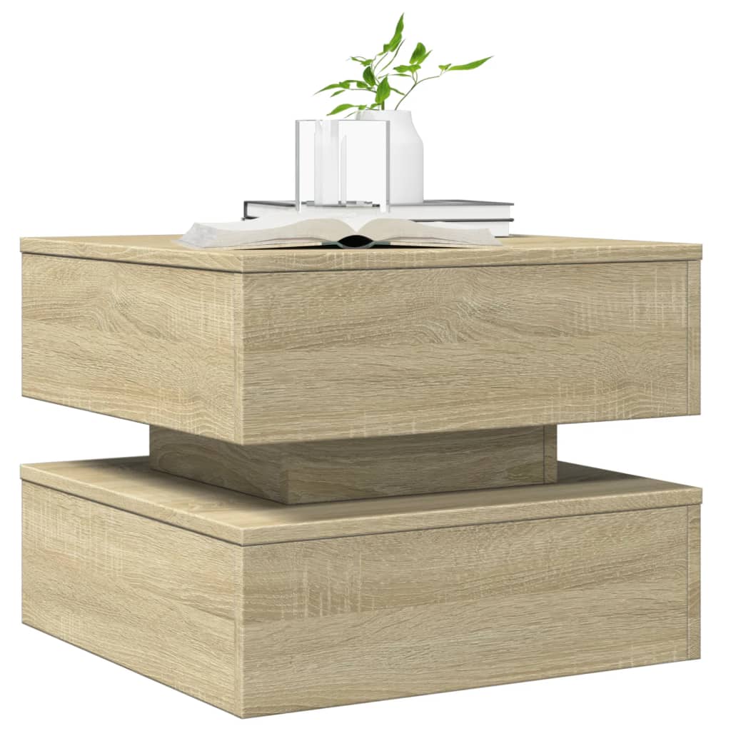 Table basse avec lumières LED chêne sonoma 50x50x40 cm - XIOS