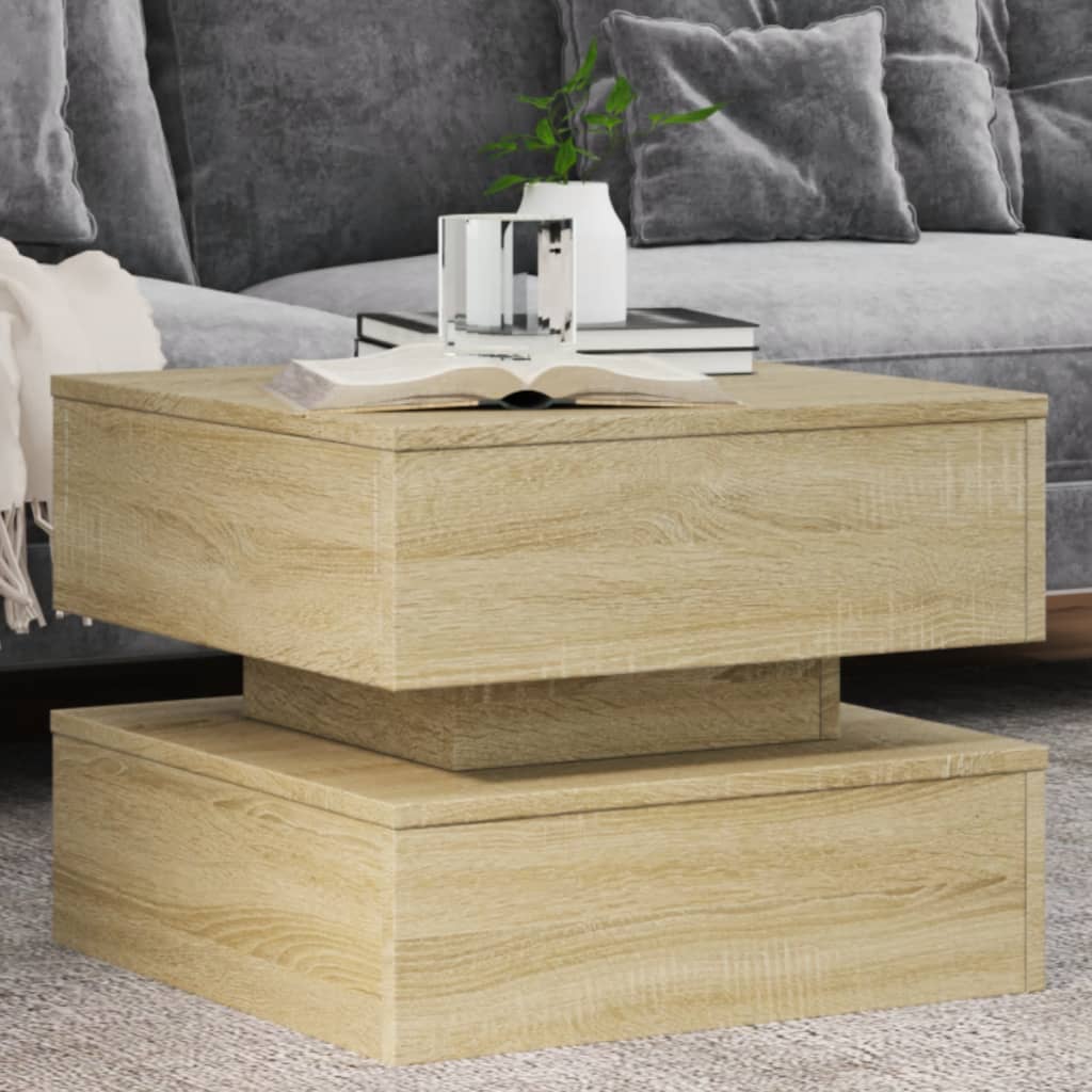 Table basse avec lumières LED chêne sonoma 50x50x40 cm - XIOS